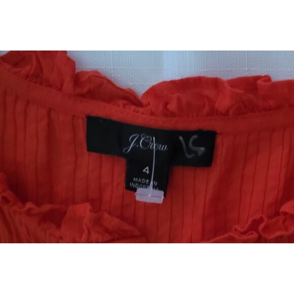 J Crew Women's Top Sz 4 Red Shirt Button Front Blouse Chiffon Merchantile - Picture 3 of 10